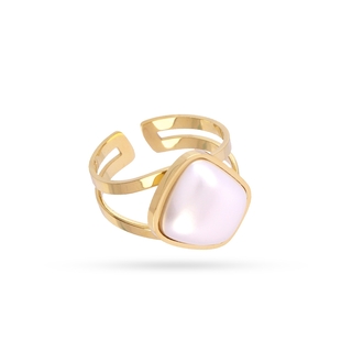 Women's Ring Whim Shella BAN241A1 Anartxy Steel With IP Gold Plating And White Pearl Anartxy